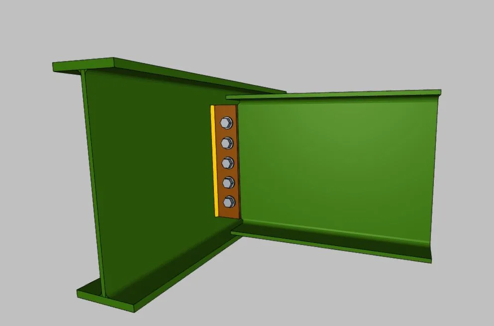 Three-dimensional model of a bolted steel beam connection